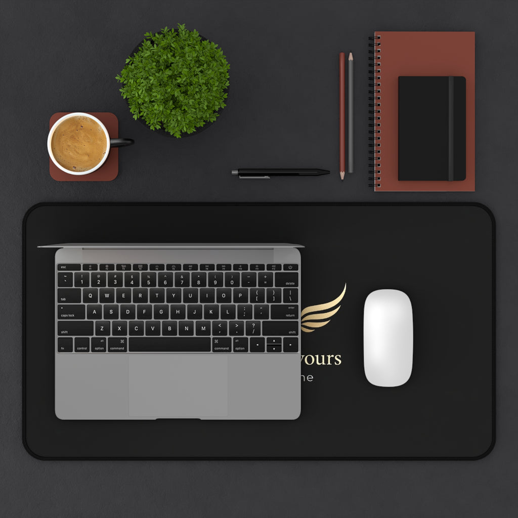 E93 "Your World Is Yours" Black Desk Mat - Premium Winged Logo Mousepad