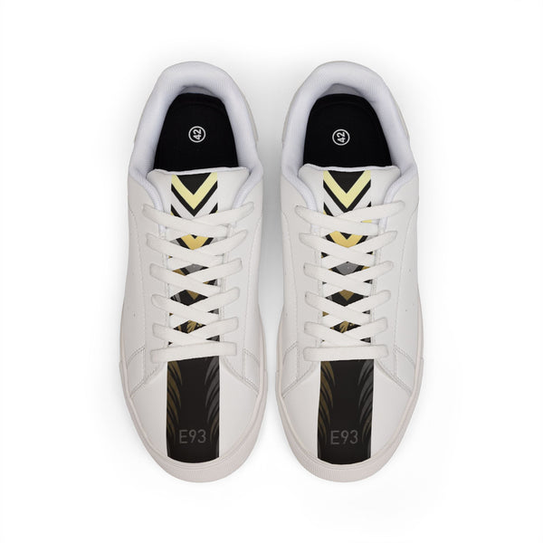 E93 Low-Top Leather Sneakers - White, Black, N Gold Edition