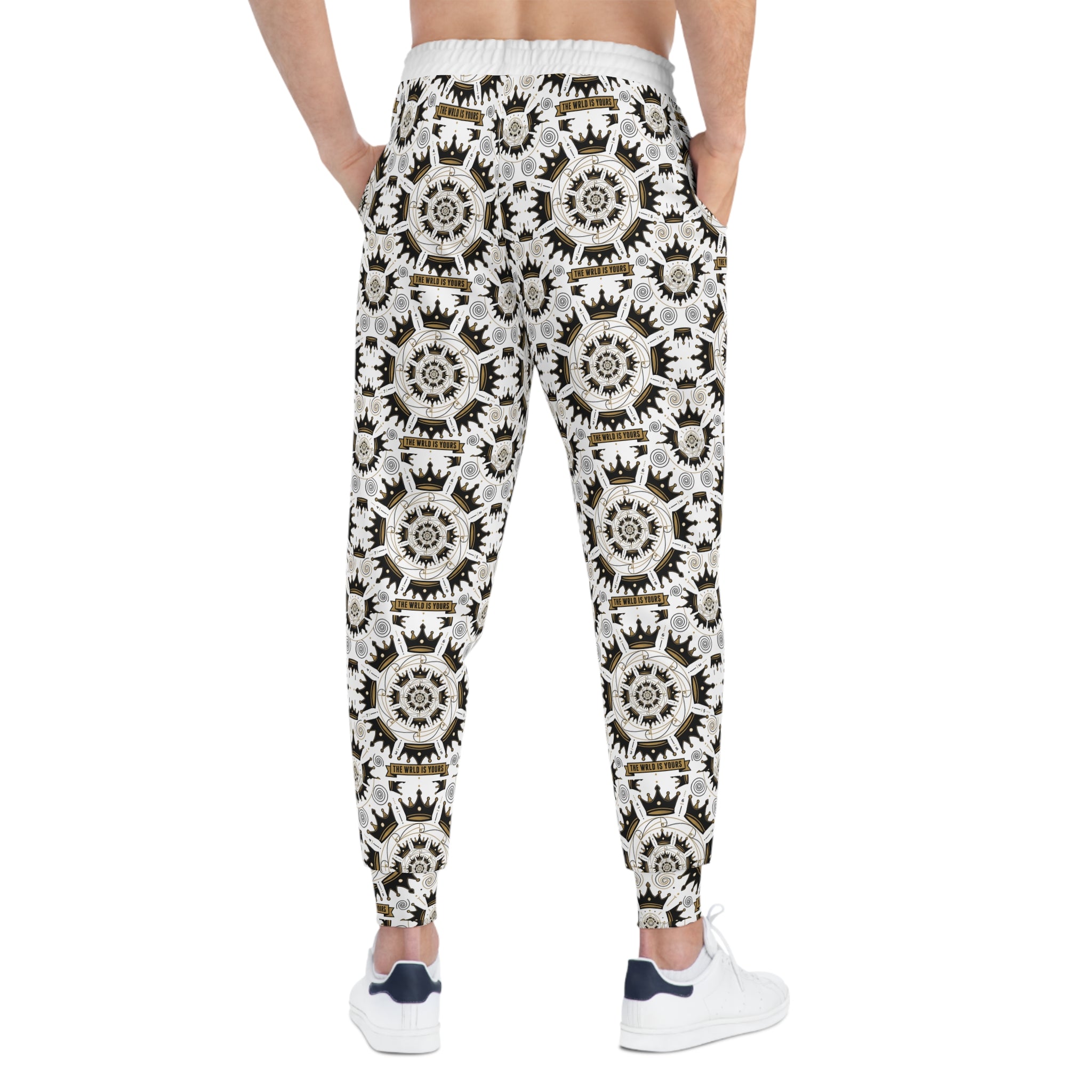 E93 "Grease N Gains" AOP Athletic Joggers - Black & Gold