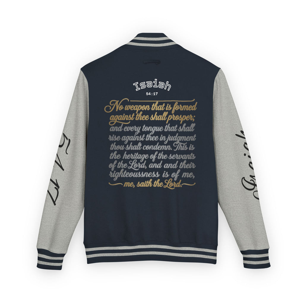 E93 Varsity Letterman Jacket - Black "Dove Crest" Scripture Bomber
