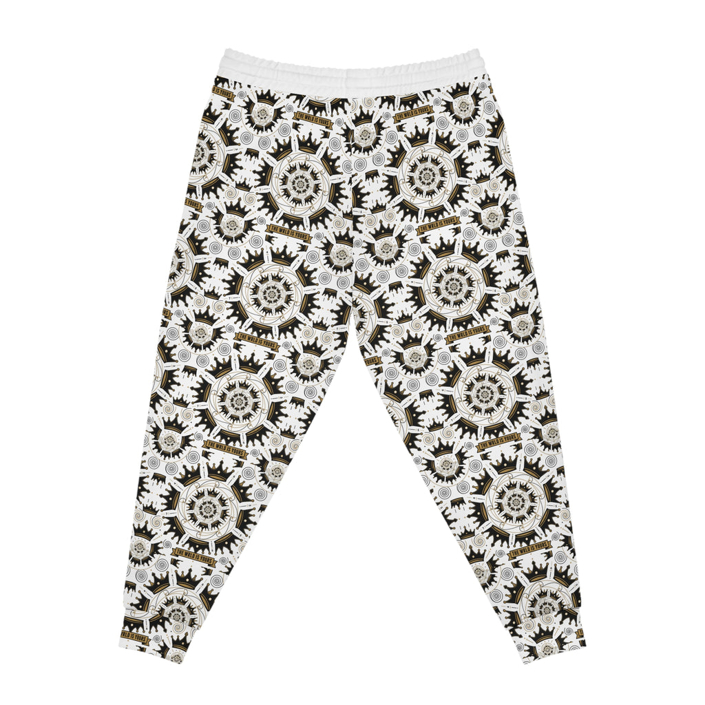 E93 "Grease N Gains" AOP Athletic Joggers - Black & Gold