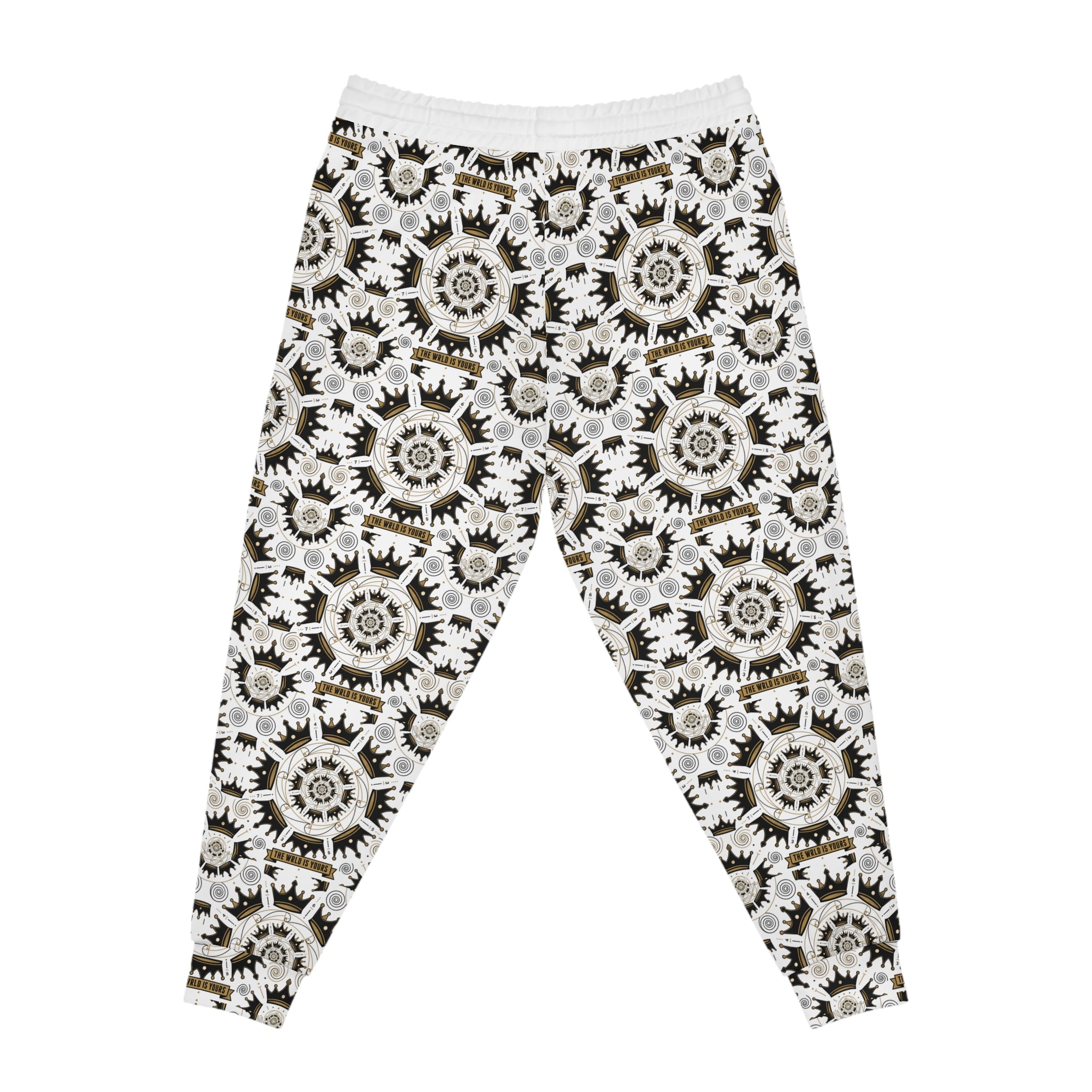 E93 "Grease N Gains" AOP Athletic Joggers - Black & Gold